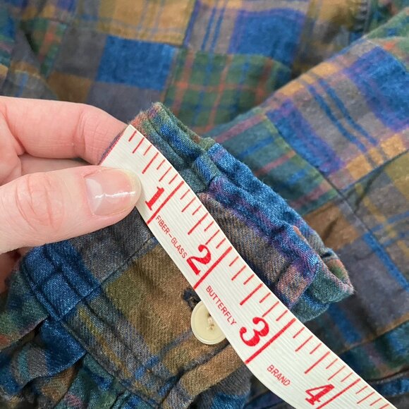 The Golden State Remi Relief Shirt Mens S Patchwork Flannel Blue Plaid Button Up - Picture 10 of 10